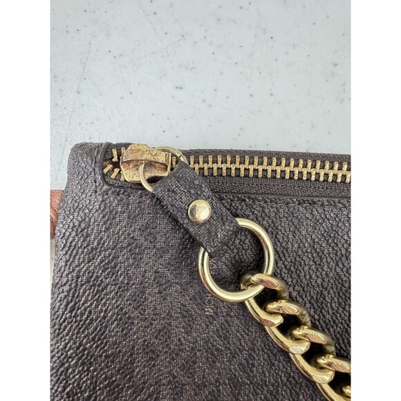 Michael Michael Kors Signature Logo Belt Bag Brown Gold Chain Fanny Pack XL - Picture 9 of 12